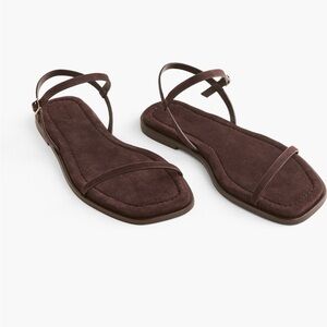 Reformation Brown Suede Strappy Flat Sandals